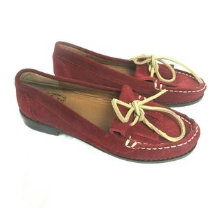 Lucky Brand Red Suede Leather Moccasins Loafers
